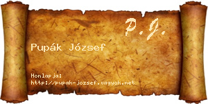 Pupák József névjegykártya